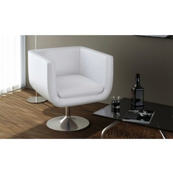 Barski stolček belo umetno usnje
