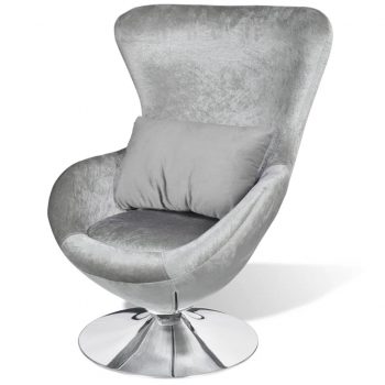 Fotelj jajčaste oblike srebrne barve
