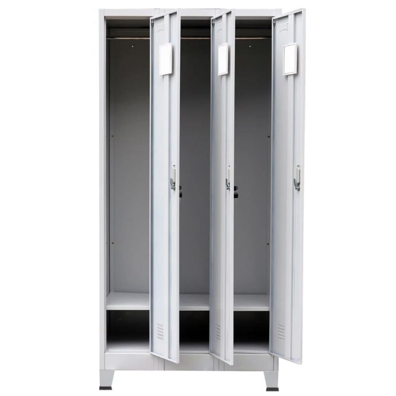 Garderobna omara s 3 vrati jeklo 90x45x180cm siva