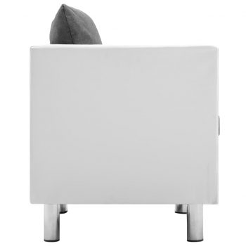 Kavč dvosed umetno usnje bele in svetlo sive barve