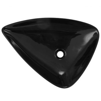 Keramični umivalnik trikotne oblike 645x455x115 mm črn