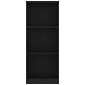 Knjižna omara 3-nadstropna črna 40x24x108 cm iverna plošča