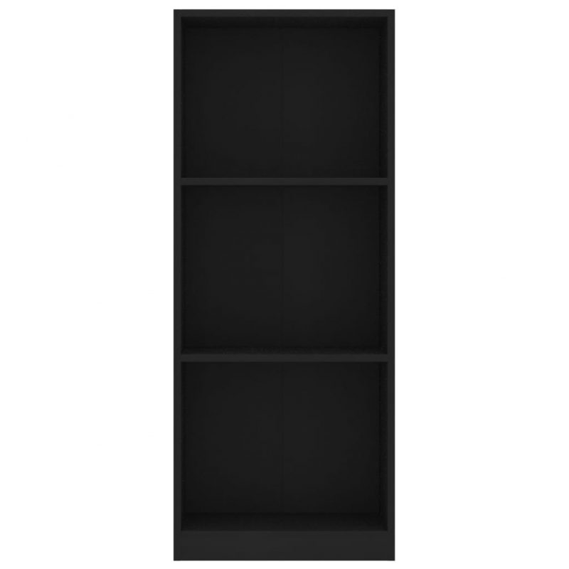Knjižna omara 3-nadstropna črna 40x24x108 cm iverna plošča