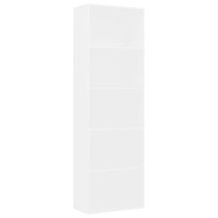 Knjižna omara 5-nadstropna bela 60x30x189 cm iverna plošča