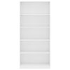 Knjižna omara 5-nadstropna bela 80x24x175 cm iverna plošča