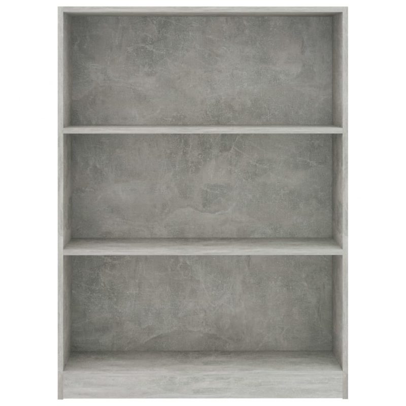 Knjižna polica betonsko siva 80x24x108 cm iverna plošča