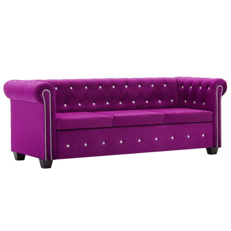 Komplet Chesterfield kavčev 2 kosa obloga iz žameta vijolična