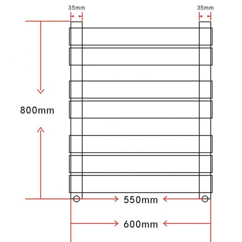 Kopalniški Cevni Radiator za Centralno Ogrevanje Ravne Cevi 600x800mm