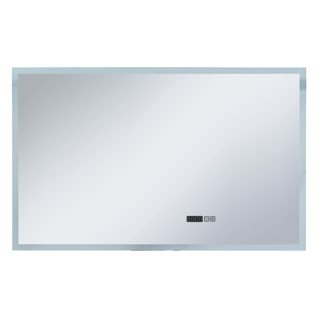 Kopalniško LED ogledalo s senzorjem na dotik in uro 100x60 cm