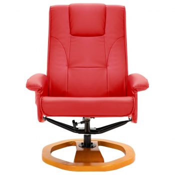 Masažni stol s stolčkom za noge umetno usnje rdeč
