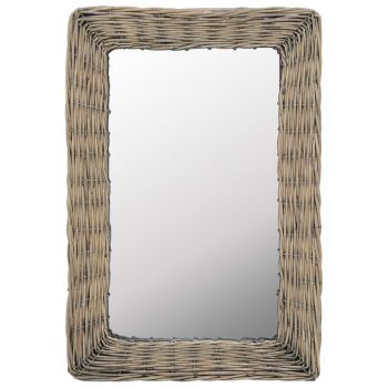 Ogledalo s pletenim okvirjem rjave barve 40x60 cm