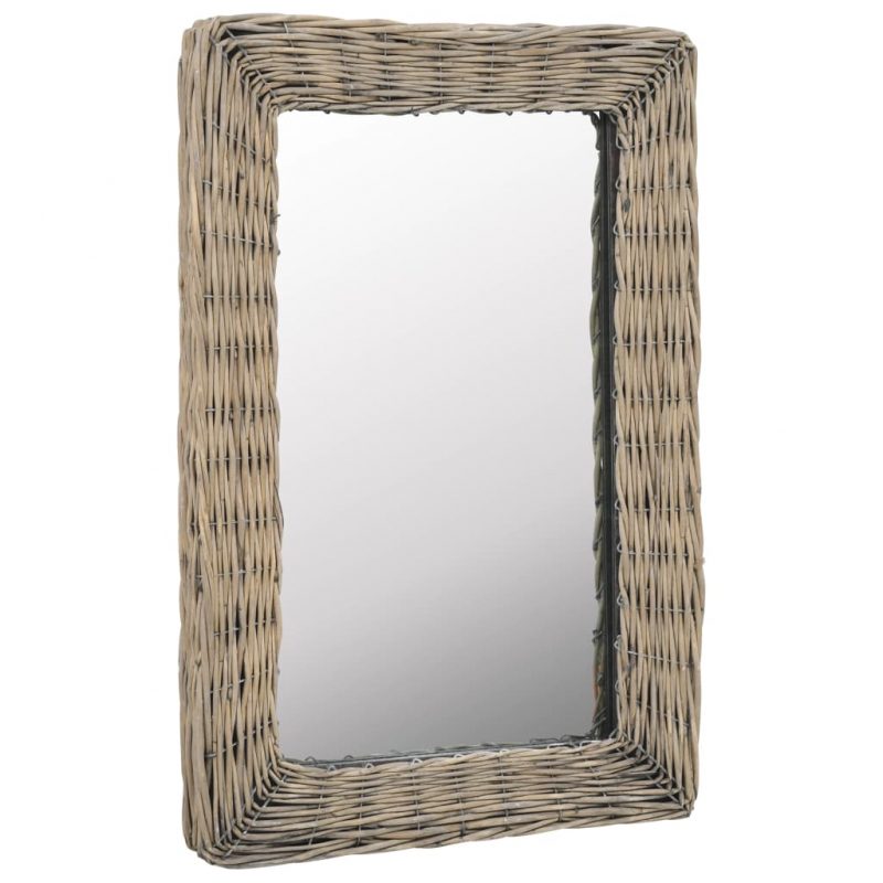 Ogledalo s pletenim okvirjem rjave barve 40x60 cm