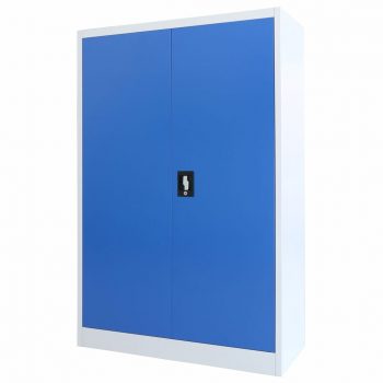 Pisarniška omara iz kovine 90x40x140 cm sive in modre barve