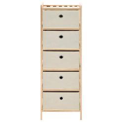 Predalnik za shranjevanje s 5 košarami iz blaga cedrovina bež