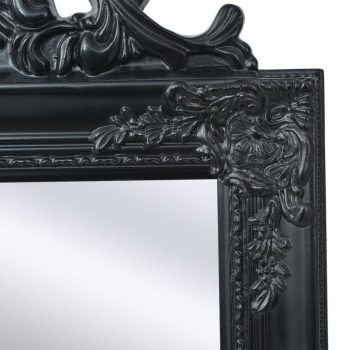 Samostoječe Ogledalo Baročni Stil 160x40 cm Črne Barve