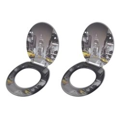 Sedeži za WC školjko s hitrim zapiranjem 2 kosa MDF New York