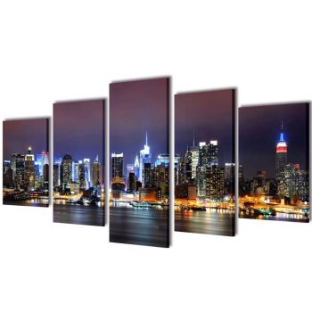 Set platen s printom New York ponoči 100 x 50 cm