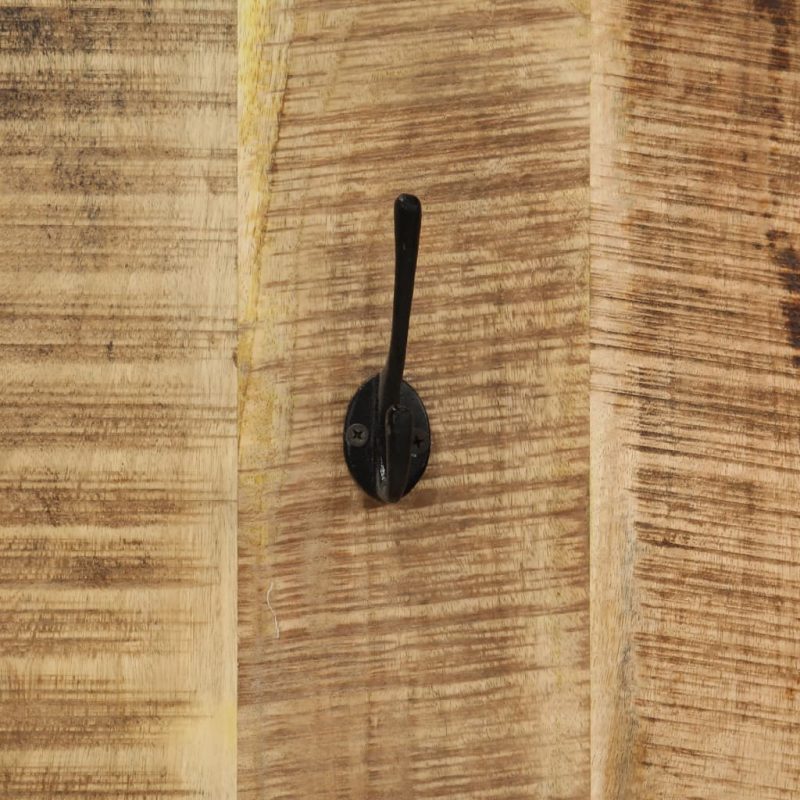 Stenski obešalnik za plašče 2 kosa trden mangov les 36x110x3 cm