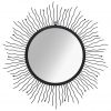 Stensko ogledalo sonce 80 cm črne barve