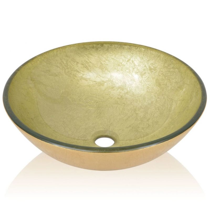 Umivalnik iz Kaljenega Stekla 42 cm Zlate Barve