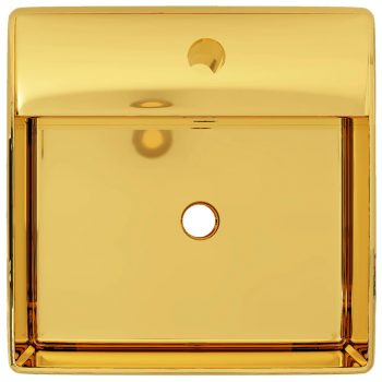 Umivalnik z odprtino za odtekanje 41x41x15 cm keramičen zlat