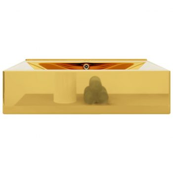 Umivalnik z odprtino za odtekanje 60x46x16 cm keramičen zlat