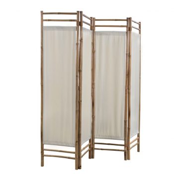 Zložljiv 4-delni panel za razdelitev bambus in platno 160 cm