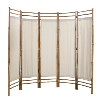 Zložljiv 5-delni panel za razdelitev bambus in platno 200 cm