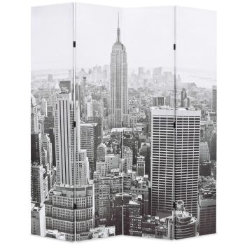 Zložljiv paravan 160x170 cm New York podnevi črn in bel