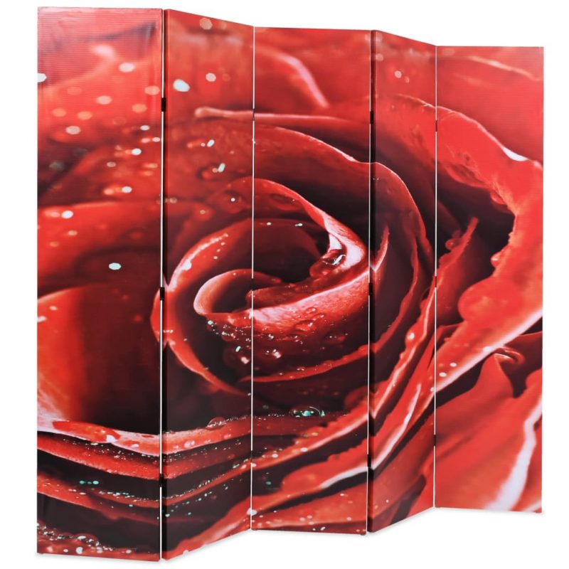Zložljiv paravan 200x170 cm vrtnica rdeč