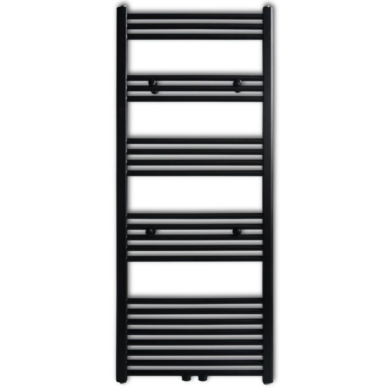 Črn Kopalniški Cevni Radiator za Centralno Ravne Cevi 600 x 1424 mm