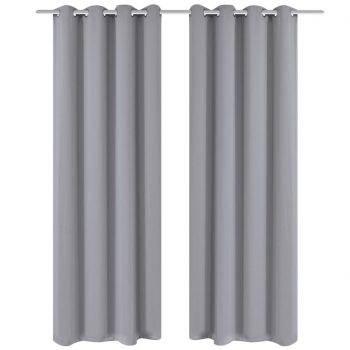 2 kosa sivih zaves z obročki 135 x 245 cm