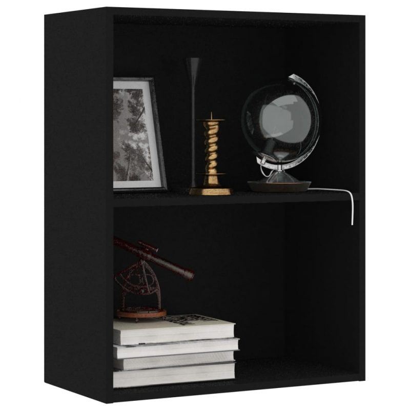 Knjižna omara 2-nadstropna črna 60x30x76