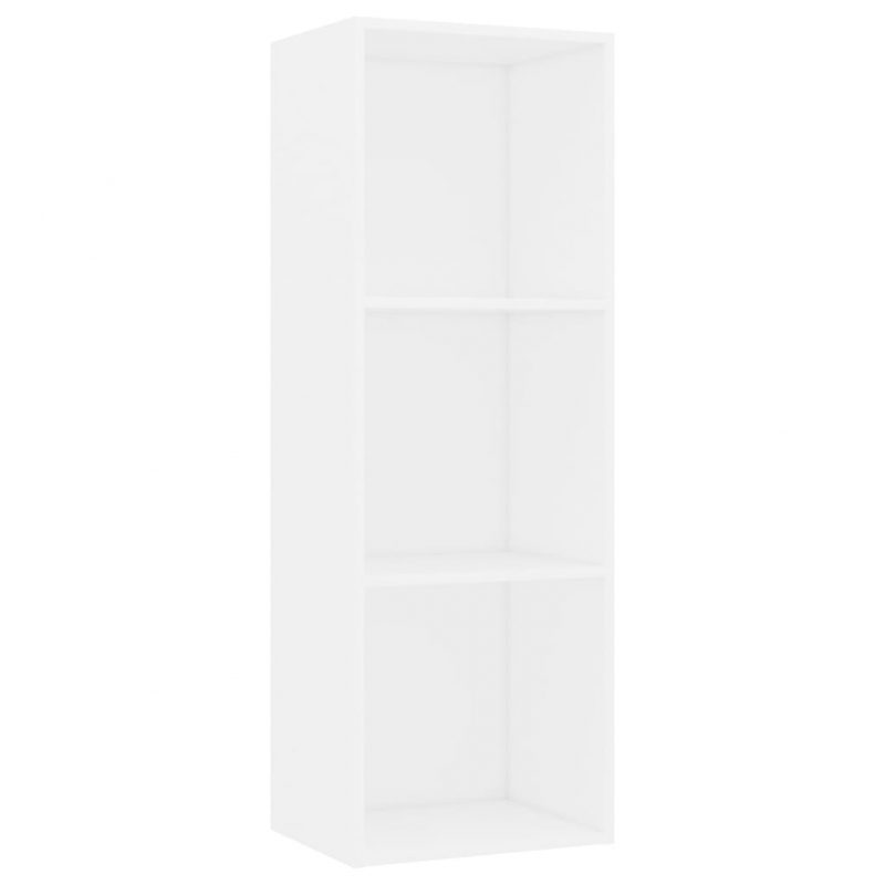 Knjižna omara 3-nadstropna bela 40x30x114 cm iverna plošča