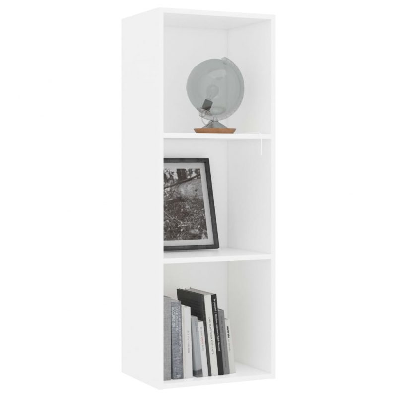 Knjižna omara 3-nadstropna bela 40x30x114 cm iverna plošča