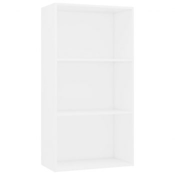 Knjižna omara 3-nadstropna bela 60x30x114 cm iverna plošča