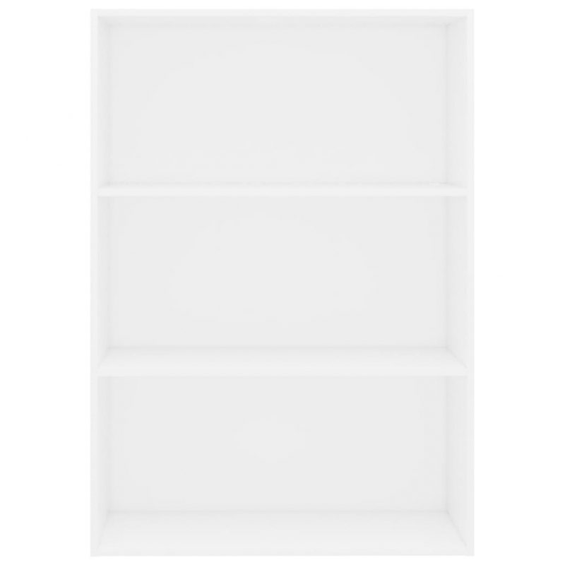 Knjižna omara 3-nadstropna bela 80x30x114 cm iverna plošča
