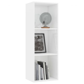 Knjižna omara 3-nadstropna visok sijaj bela 40x30x114 cm