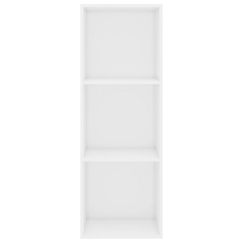 Knjižna omara 3-nadstropna visok sijaj bela 40x30x114 cm