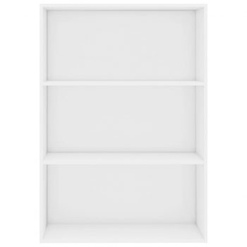 Knjižna omara 3-nadstropna visok sijaj bela 80x30x114 cm