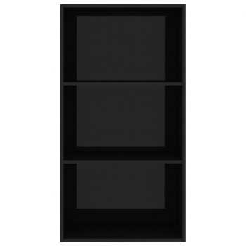 Knjižna omara 3-nadstropna visok sijaj črna 60x30x114 cm