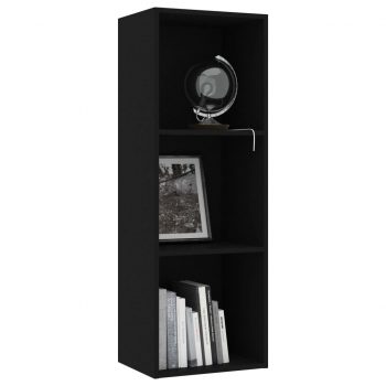 Knjižna omara 3-nadstropna črna 40x30x114 cm iverna plošča
