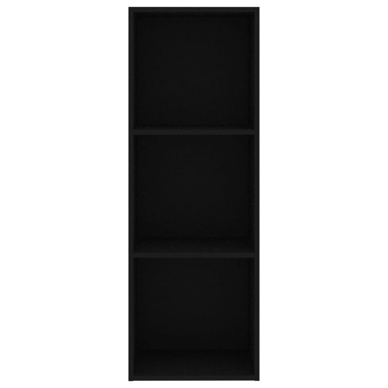 Knjižna omara 3-nadstropna črna 40x30x114 cm iverna plošča