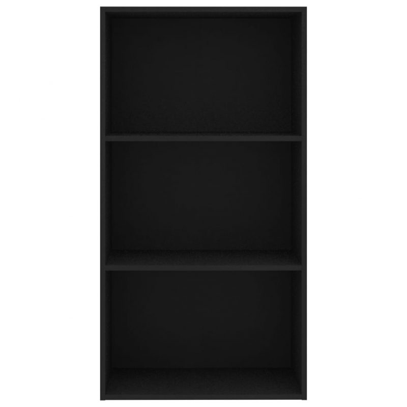 Knjižna omara 3-nadstropna črna 60x30x114 cm iverna plošča