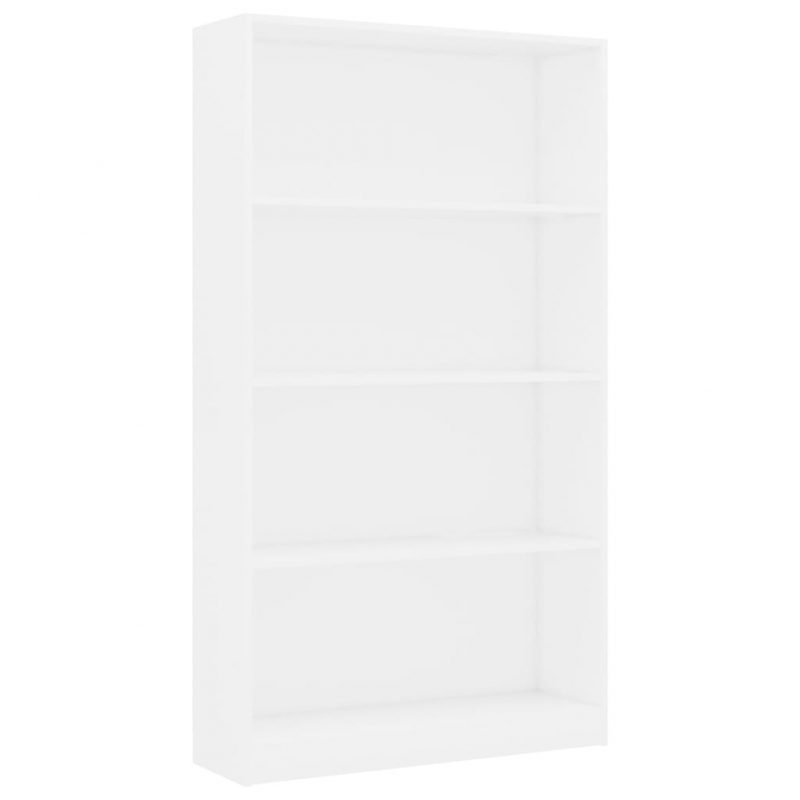 Knjižna omara 4-nadstropna bela 80x24x142 cm iverna plošča