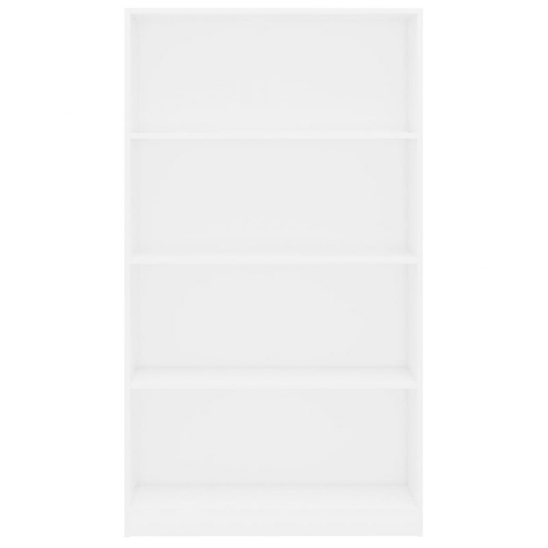 Knjižna omara 4-nadstropna bela 80x24x142 cm iverna plošča