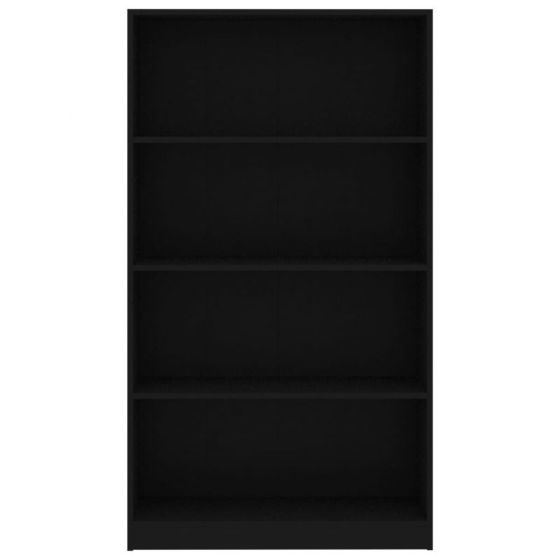 Knjižna omara 4-nadstropna črna 80x24x142 cm iverna plošča