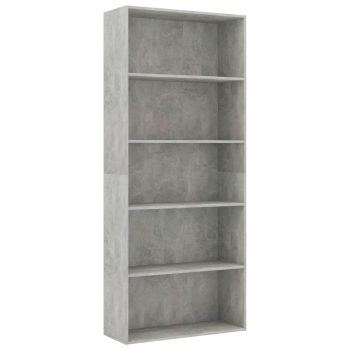 Knjižna omara 5-nadstropna betonsko siva 80x30x189 cm