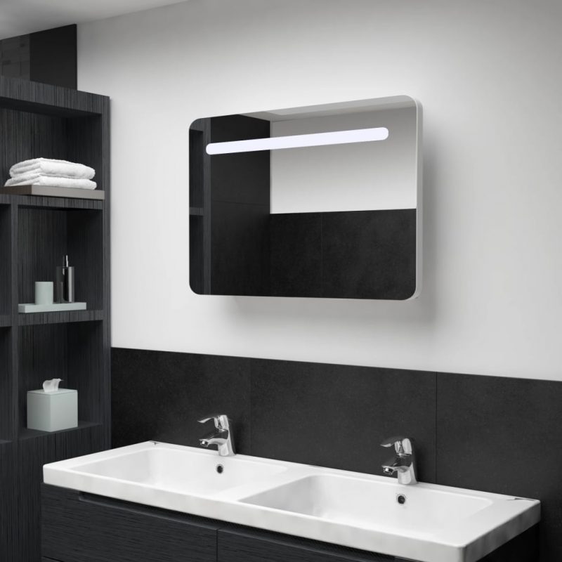 LED kopalniška omarica z ogledalom 80x11x55 cm