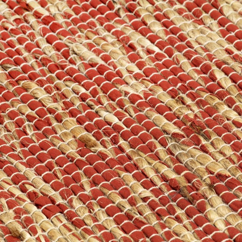 Preproga iz jute ročno izdelana rdeča in naravna 120x180 cm